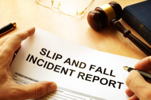 CREA united slip and fall injury report with judges mallet for commercial property maintenance